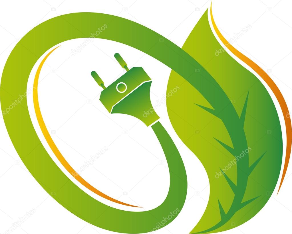 Illustration art of a green  energy logo with isolated background