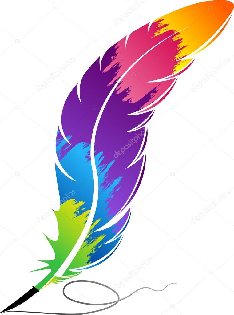 Illustration art of a colorful rainbow feather logo with isolated background