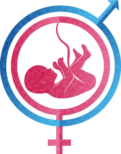 Sex symbol with fetal baby logo design — Stock Vector