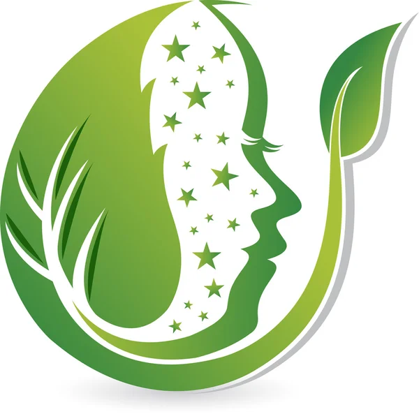 Logotipo da folha facial — Vetor de Stock