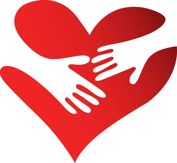 Ilustração Arte Logotipo Mão Amor Com Fundo Isolado — Vetor de Stock