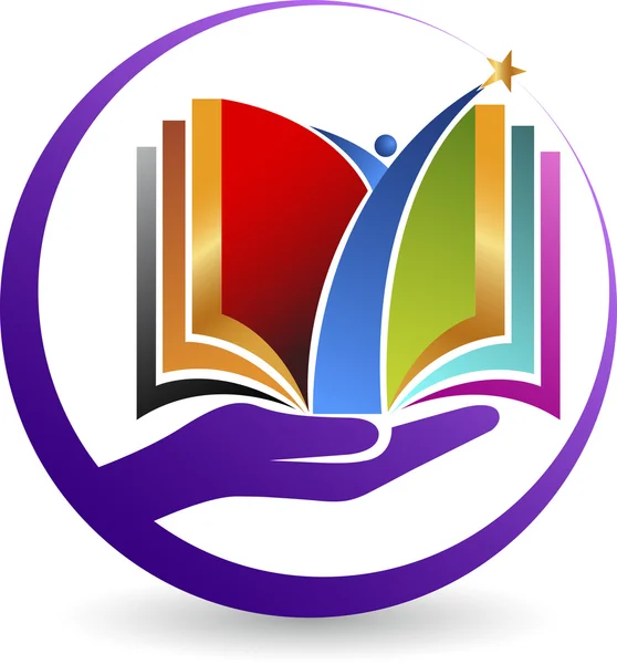 Logo libro a mano — Vettoriale Stock