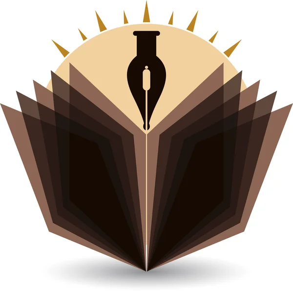 Яскрава ручка і логотип книги — стоковий вектор