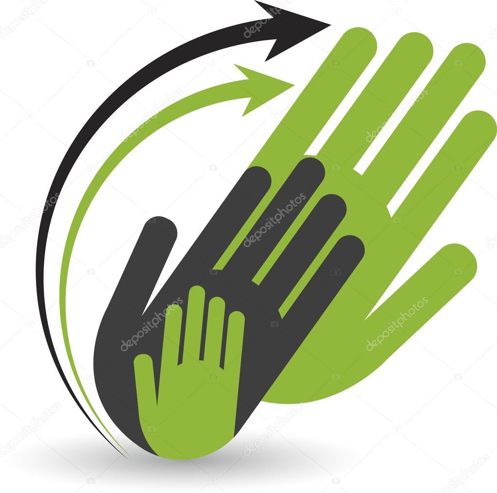 Illustration art of a arrow hands logo  with isolated background