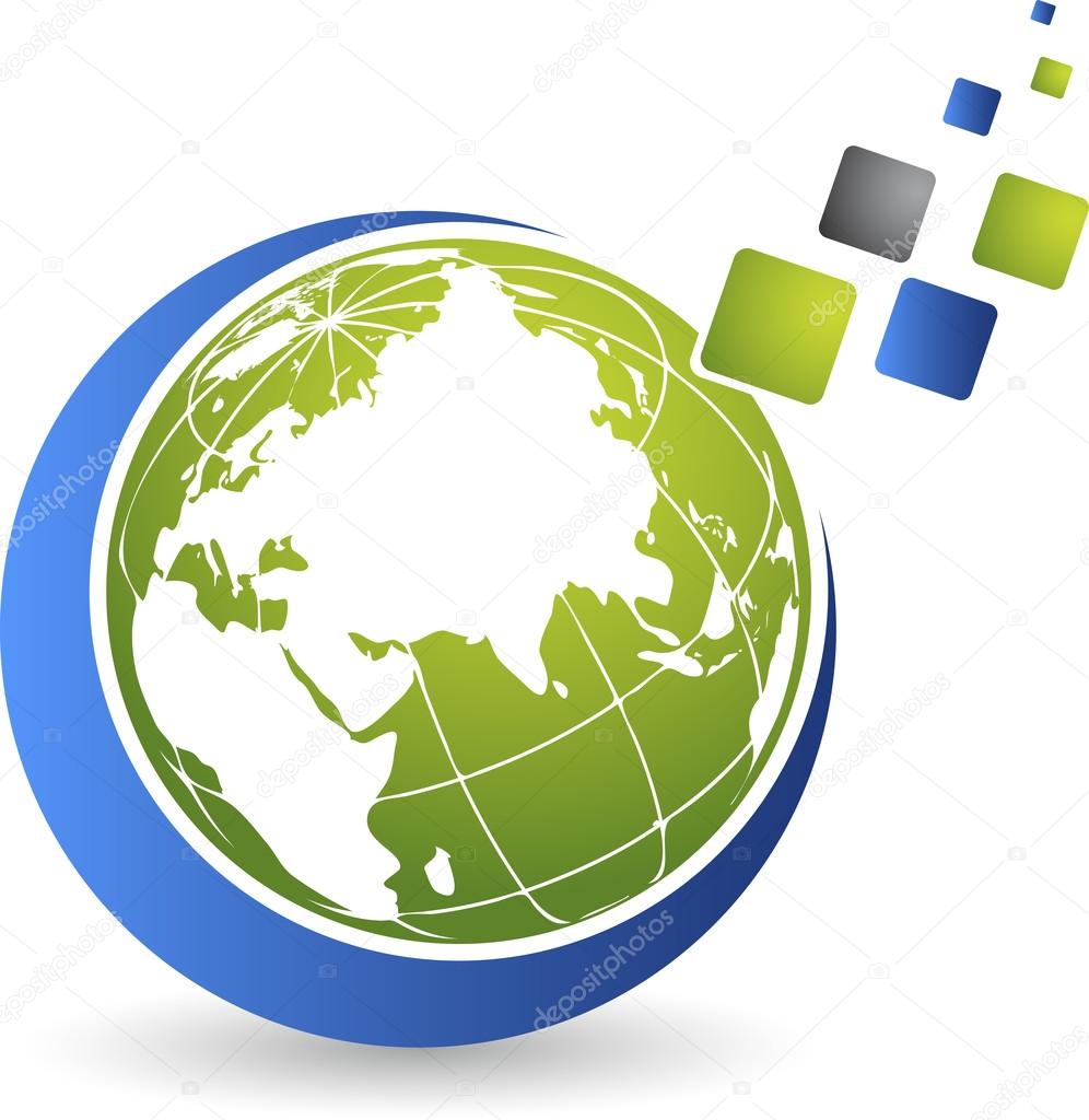 Illustration art of a globe puzzle logo with isolated background