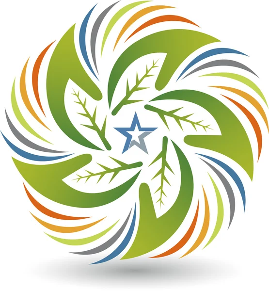 Logotipo da mão Eco star — Vetor de Stock