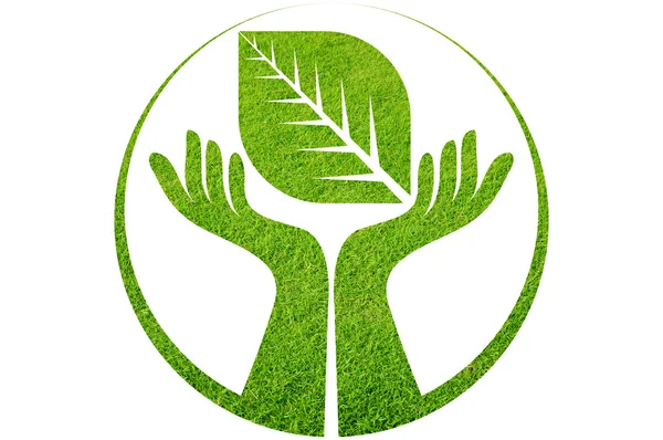 Hand leaf logo — Stockfoto