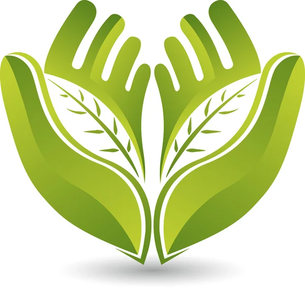 Logo feuille mains — Image vectorielle