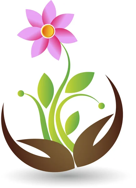 Hand blomma logotyp — Stock vektor