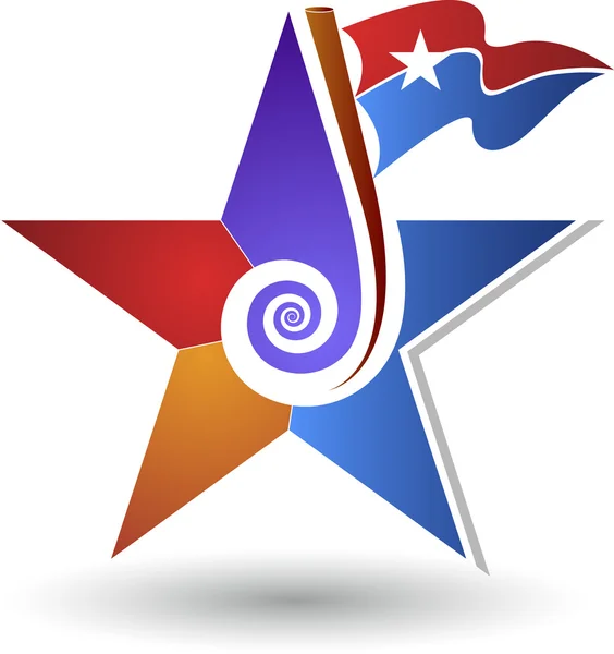 渦巻き模様の星ロゴ — ストックベクタ
