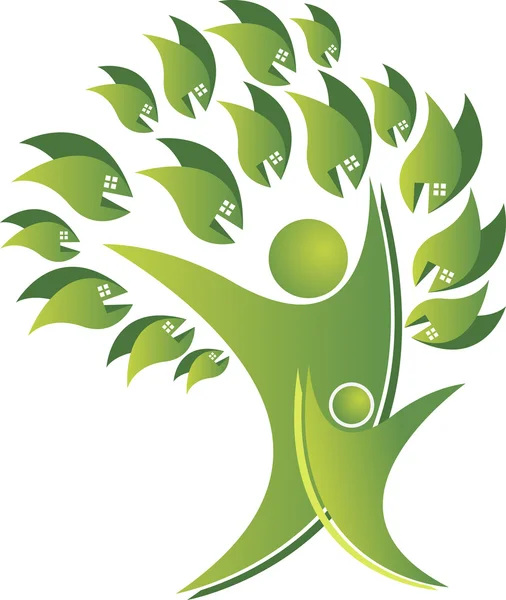 Logotipo da árvore casal — Vetor de Stock