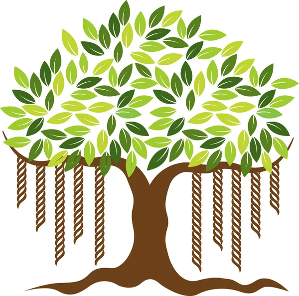 Logo albero Banyan — Vettoriale Stock