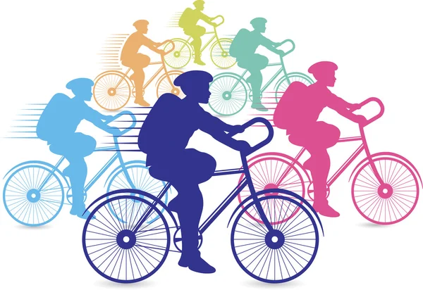 Grupo de ciclistas de carreras — Vector de stock