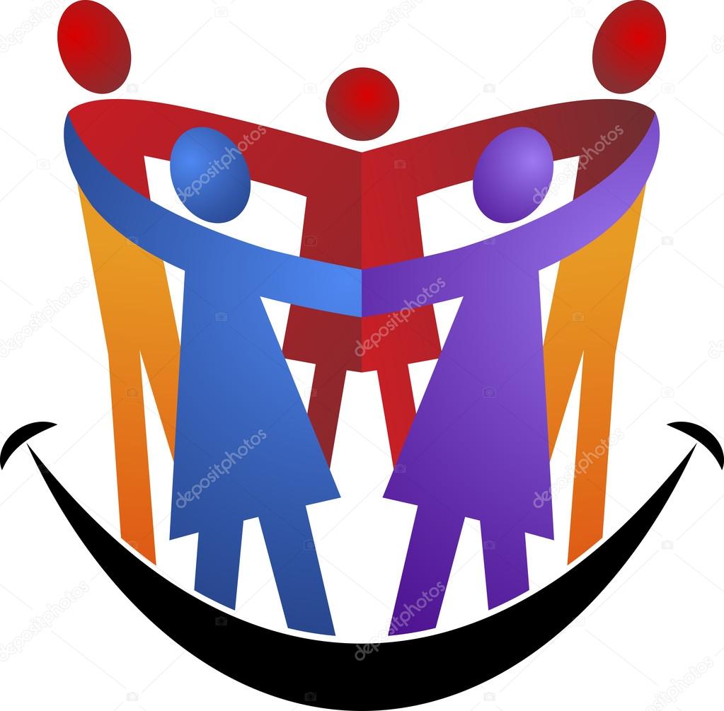 Illustration art of a happy family logo with isolated background