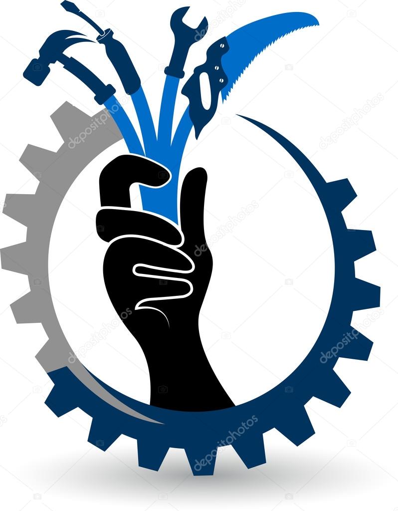 Illustration art of a hand tools logo with isolated background