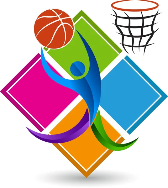 Diseño del logo del baloncesto activo — Vector de stock