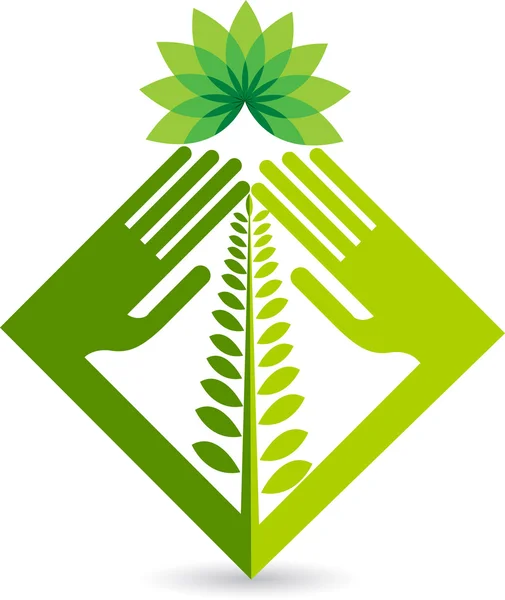 Logo hoja de mano — Vector de stock