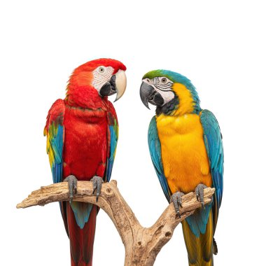 Güzel renkli papağanlar bir dala oturmuş