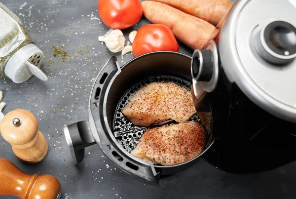 Cooking Skinless Chicken Breast Spices Air Fryer — Stock Photo, Image