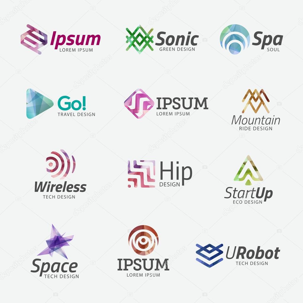 Logo design templates. Vector Abstract geometric shapes for icon, logotype design, technology, business, spa, nature, sports themes.
