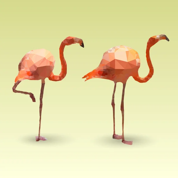 Flamingi wykonane z trójkątów — Wektor stockowy