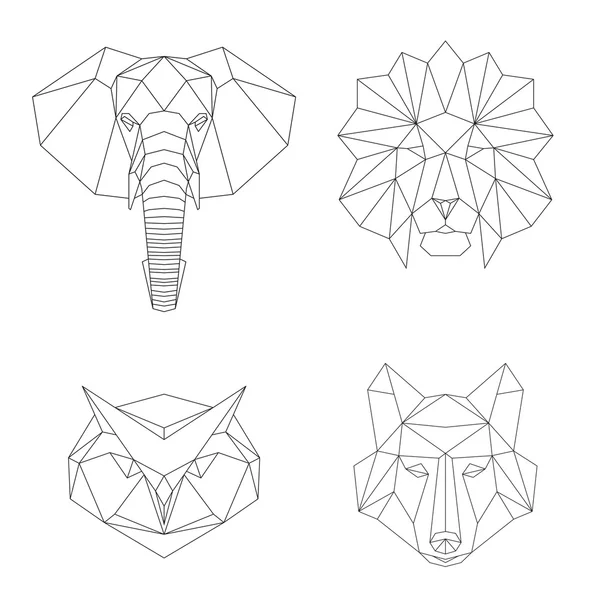 Ensemble d'animaux géométriques — Image vectorielle