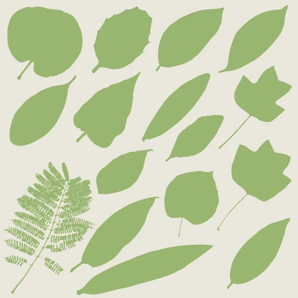 Green leaves silhouettes — Wektor stockowy