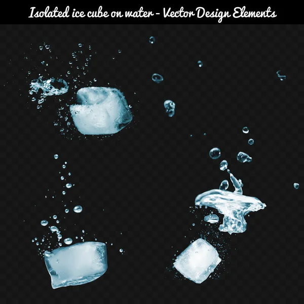 Cubo de hielo caído sobre el agua — Archivo Imágenes Vectoriales