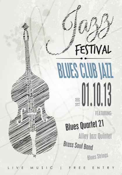 Jazz muziek festival poster — Stockvector