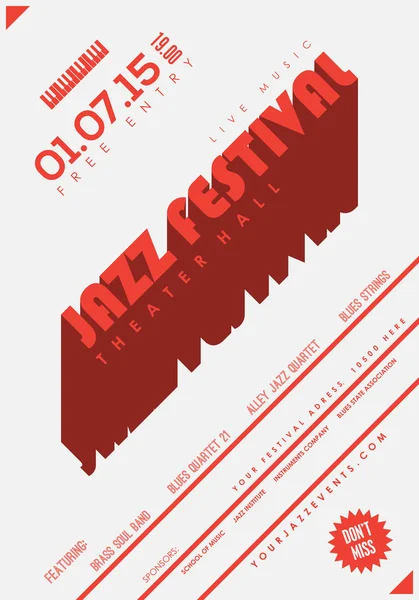 Festival di Musica Jazz Poster — Vettoriale Stock