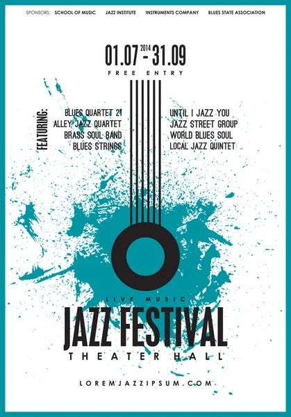Jazz muziek festival poster — Stockvector