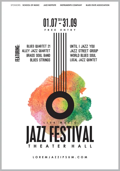 Jazz muziek festival poster — Stockvector