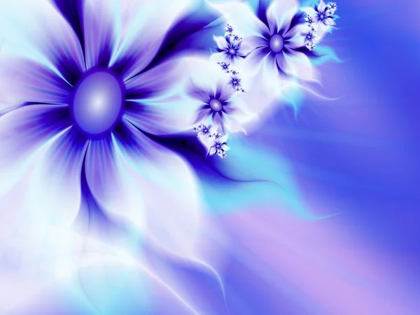 Niebieski Fraktalna Ilustracja Tło Kwiatem Element Kreatywny Dla Wzornictwa Oryginalna — Zdjęcie stockowe