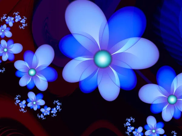 Fundo Ilustração Fractal Azul Com Flor Elemento Criativo Para Design — Fotografia de Stock