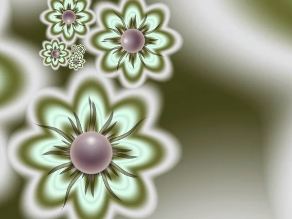 Зелене Фрактальне Зображення Фон Квіткою Творчий Елемент Дизайну Фрактальна Квітка — стокове фото