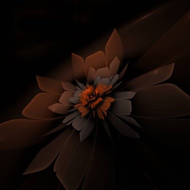 Koyu fraktal çiçek, yaratıcı grafik tasarımı için dijital sanat çalışması