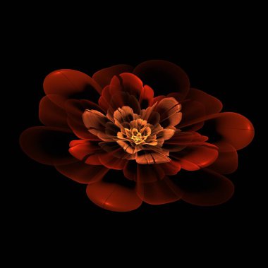 Orijinal 3D işlemeli fraktal model. Dijital fraktal sanat. Koyu 