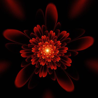 Orijinal 3D işlemeli fraktal model. Dijital fraktal sanat. Koyu 