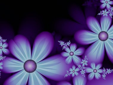 Çiçekli arka plan olarak mor fraktal çizim. Tasarım için yaratıcı bir unsur. Matematik algoritmasıyla elde edilen fraktal çiçek. Yaratıcı grafik tasarımı için dijital çizimler.