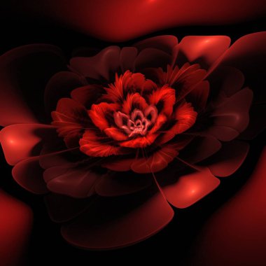 Orijinal 3D işlemeli fraktal model. Dijital fraktal sanat. Koyu 