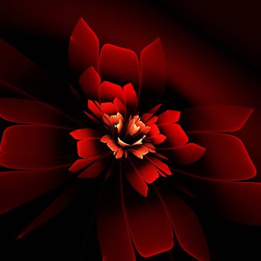 Orijinal 3D işlemeli fraktal model. Dijital fraktal sanat. Koyu 