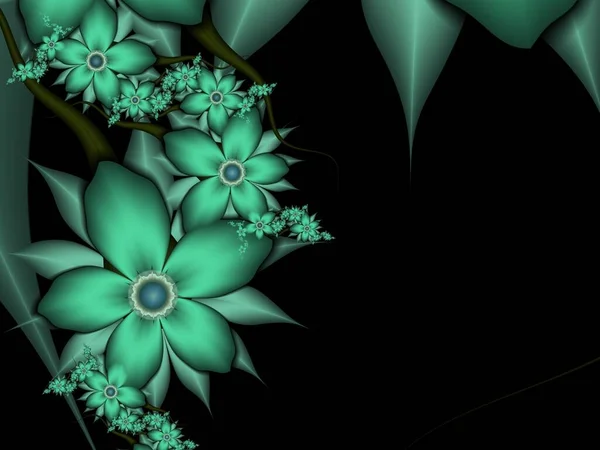 Groen Fractal Afbeelding Als Achtergrond Met Bloem Creatief Element Voor — Stockfoto