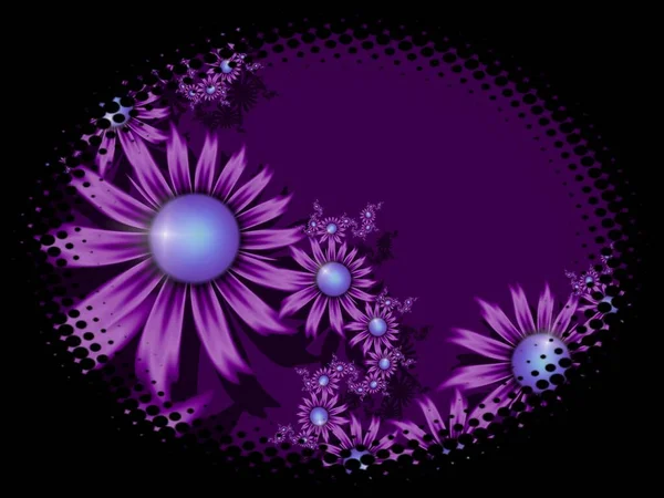 Decorative Label Fractal Flower — Stock Photo, Image