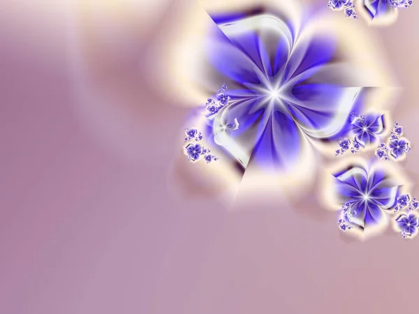 Purple fractal illustration  background with flower. Creative element for design. Fractal flower rendered by math algorithm. Digital artwork for creative graphic design.