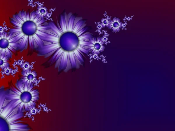 Blue and purple fractal illustration  background with flower. Creative element for design. Fractal flower rendered by math algorithm. Digital artwork for creative graphic design.