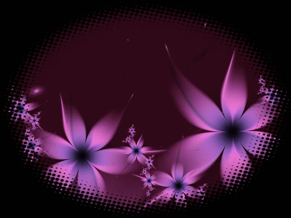 Dekoratives Etikett Mit Fraktaler Blume — Stockfoto