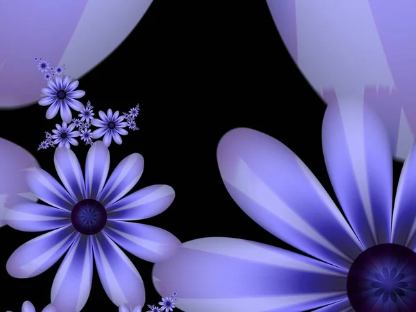 Purple fractal illustration as  background with flower. Creative element for design. Fractal flower rendered by math algorithm. Digital artwork for creative graphic design.