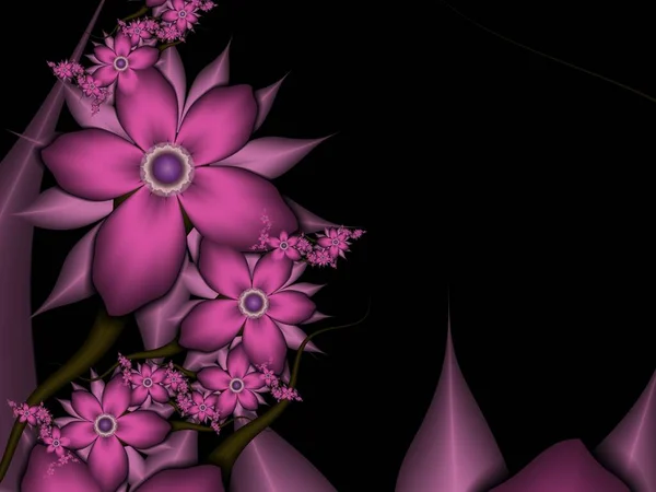 Fractal Image Fantasy Flowers Template Place Inserting Your Text Fractal — Stock Photo, Image
