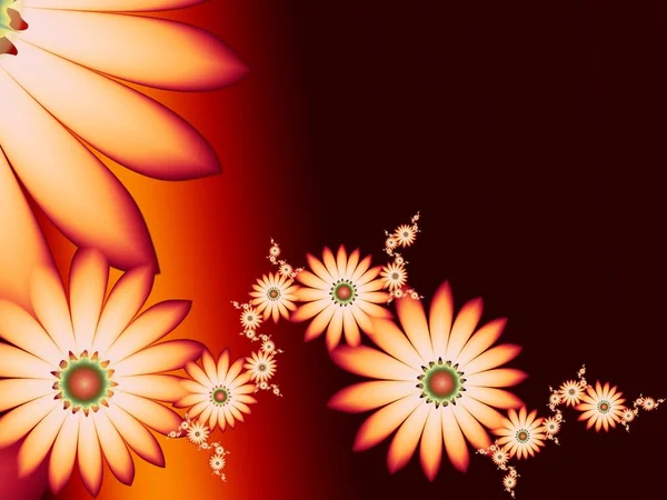 Oranje Fractal Afbeelding Als Achtergrond Met Bloem Creatief Element Voor — Stockfoto