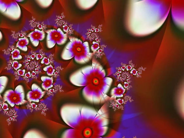 Червоне Фрактальне Зображення Квітами Фентезі Шаблон Місцем Вставки Вашого Тексту — стокове фото